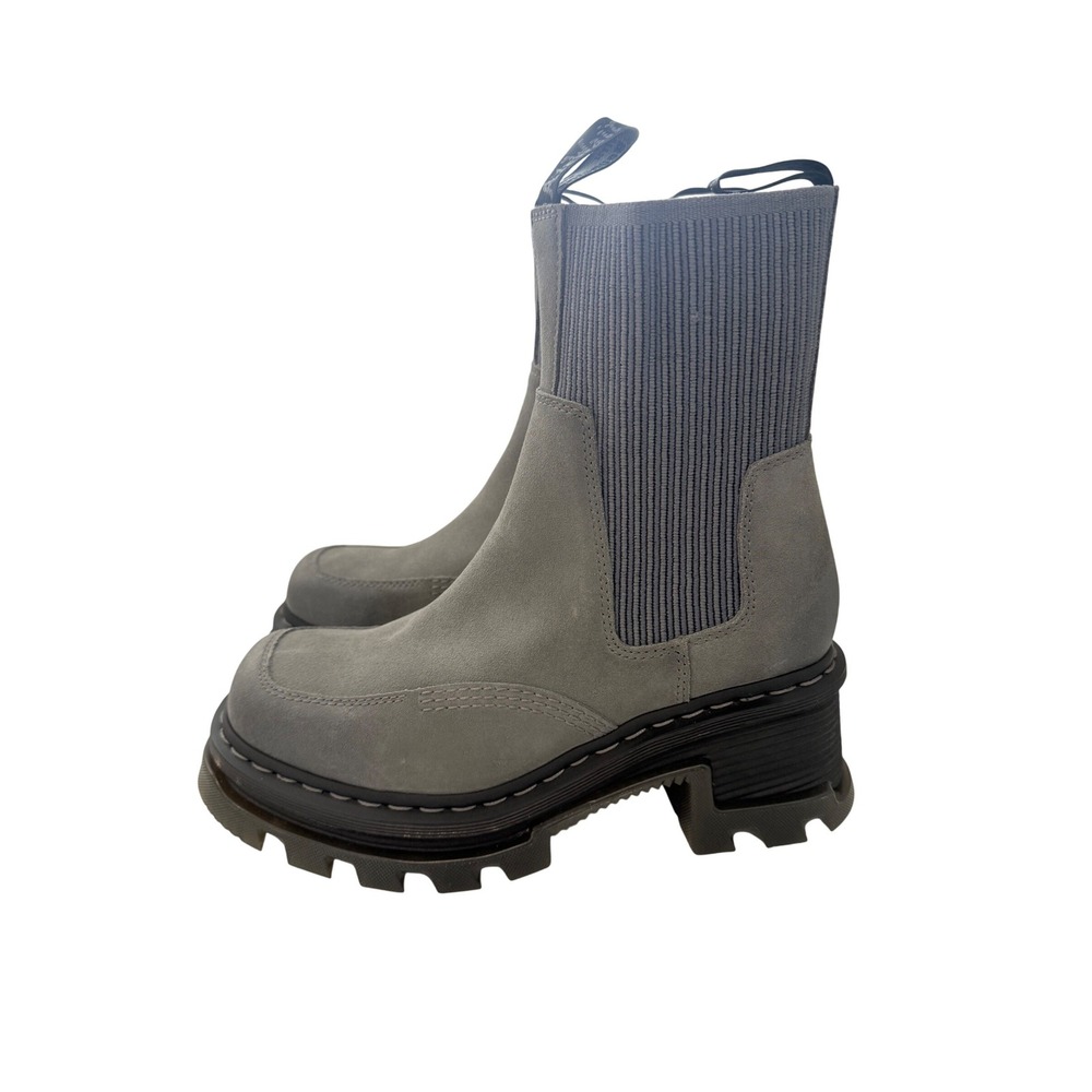 Dr. Martens Corran Chelsea Boots Grey Suede Square‎ Toe Platform US Women 9